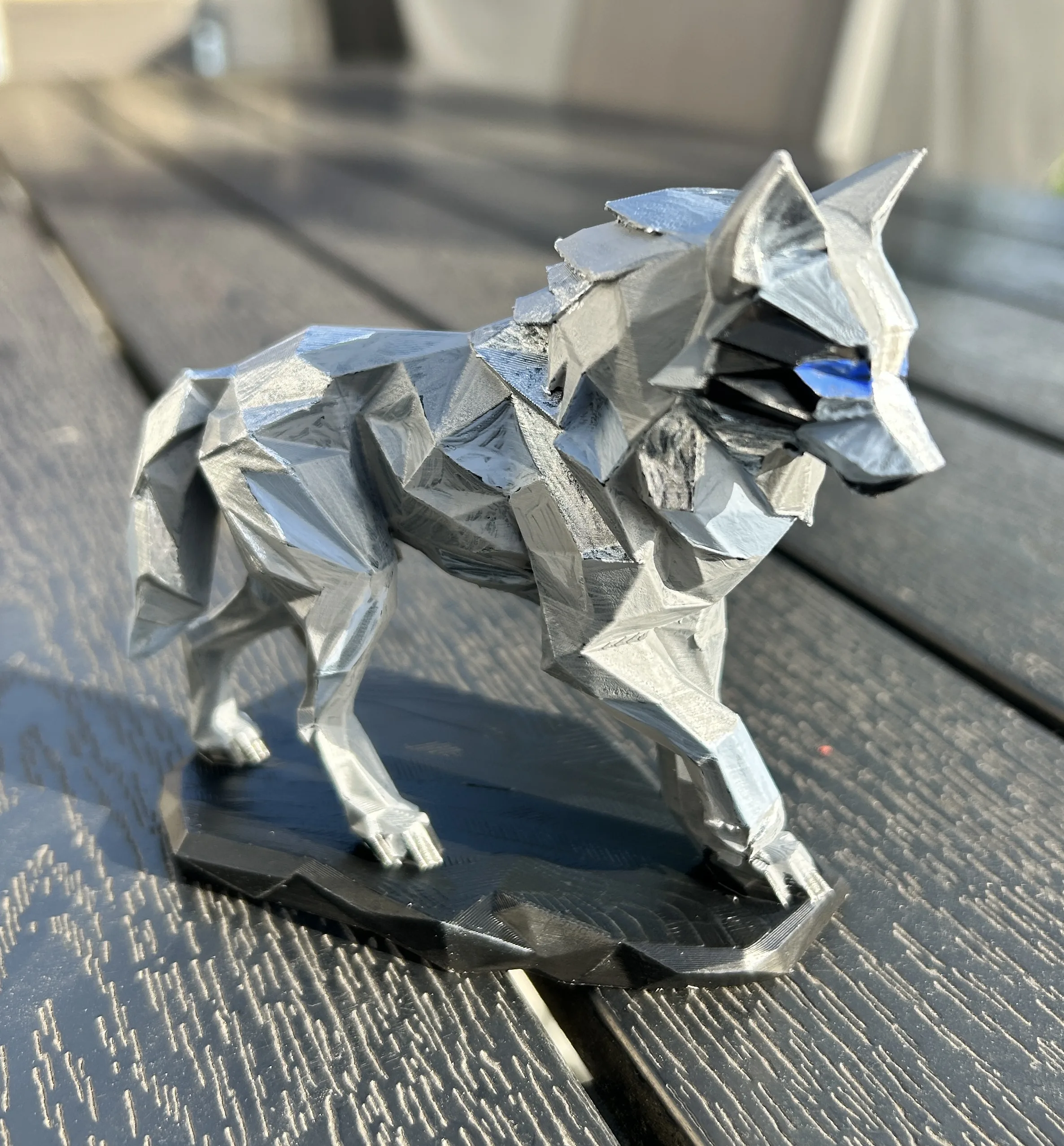 Wolf Low-Poly silber